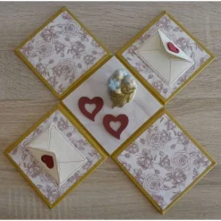 Geldgeschenkverpackung - Goldhochzeit - mit Brautpaarfigur - gold-weiß-schwarz-rot