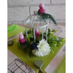 Geldgeschenkverpackung - Vögel mit Pflanzen und Käfig