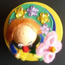 Geldgeschenkverpackung dreistöckige Torte mit 'Tontopfclown - bunt