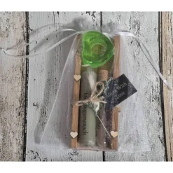 Geldgeschenk-Verpackung Wunscherfüller Kerze Set mit Reagenzglas & Kerzenhalter – personalisiertes Geschenk aus Eichenholz