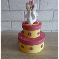 Geldgeschenkverpackung zweistöckige Torte mit Brautpaarfigur - Frauen