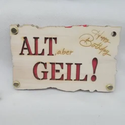Geldkarte Geschenkkarte Geburtstag Happy Birthday Witzig lustig Holzkarte Alt,aber Geil !