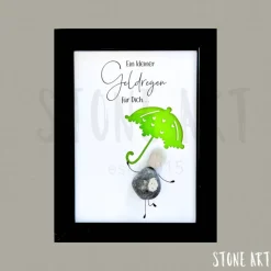 Geldregen Steinbild – Kreatives Geldgeschenk mit Regenschirm & Personalisierung