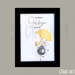 Geldregen Steinbild – Kreatives Geldgeschenk mit Regenschirm & Personalisierung