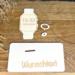 Geldscheinhalter Armbanduhr, Smartwatch, Geldgeschenk, Geburtstag, Geschenk, Wunschtext, Personalisierbar