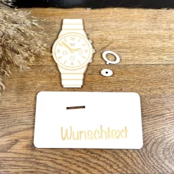 Geldscheinhalter Armbanduhr, Smartwatch, Geldgeschenk, Geburtstag, Geschenk, Wunschtext, Personalisierbar