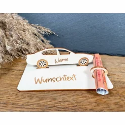 Geldscheinhalter Auto, Geburtstag, Führerschein, Geschenk, Wunschtext, Personalisierbar