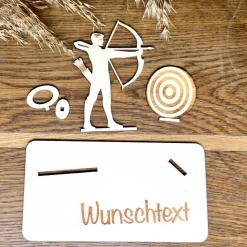 Geldscheinhalter Bogenschießen, Pfeil und Bogen, Geldgeschenk, Geburtstag, Geschenk, Wunschtext, Personalisierbar