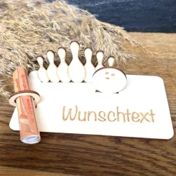 Geldscheinhalter Bowling, Kegeln, Geldgeschenk, Geburtstag, Geschenk, Wunschtext, Personalisierbar