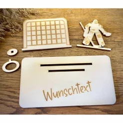 Geldscheinhalter Eishockey, Eishockeyspieler, Torhüter, Goalie, Geldgeschenk, Geburtstag, Geschenk, Wunschtext, Personal