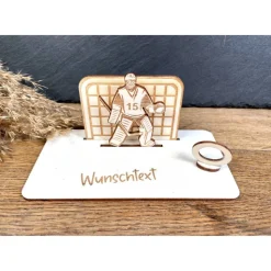 Geldscheinhalter Eishockey, Eishockeyspieler, Torhüter, Goalie, Geldgeschenk, Geburtstag, Geschenk, Wunschtext, Personal