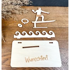 Geldscheinhalter Foiler, Surfen, Surfer, Wasser, Geldgeschenk, Geburtstag, Geschenk, Wunschtext, Personalisierbar