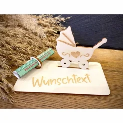 Geldscheinhalter Geburt, Baby, Kinderwagen, Geldgeschenk, Geschenk, Wunschtext, Personalisierbar