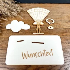 Geldscheinhalter Gleitschirm, Fallschirm, Paragleiter, Geldgeschenk, Geburtstag, Geschenk, Wunschtext, Personalisierbar