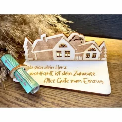 Geldscheinhalter Haus, Hausbau, Einweihung, Richtfest, Geburtstag, Geschenk, Wunschtext, Personalisierbar