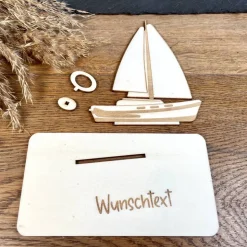 Geldscheinhalter Hausboot, Boot, Schiff, Urlaub, Reise, Geldgeschenk, Geburtstag, Geschenk, Wunschtext, Personalisierbar
