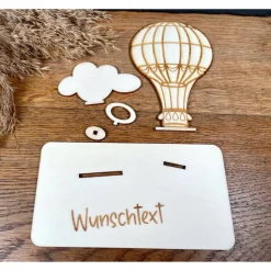 Geldscheinhalter Heißluftballon, Fesselballon, Rundflug, Geldgeschenk, Geburtstag, Geschenk, Wunschtext, Personalisierba