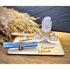 Geldscheinhalter Mann mit Koffer und Flieger, Urlaub, Reise, Geldgeschenk, Geburtstag, Flitterwochen, Geschenk, Wunschte