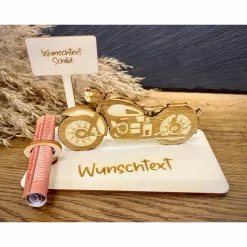 Geldscheinhalter Motorrad, Geburtstag, Führerschein, Geschenk, Wunschtext, Personalisierbar