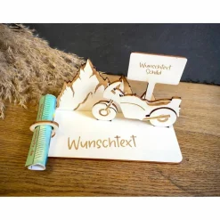 Geldscheinhalter Motorradtour, Urlaub, Bergtour, Pyrenäen, Geldgeschenk, Geburtstag, Geschenk, Wunschtext, Personalisier