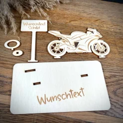 Geldscheinhalter Motorrad, Rennmaschine, Geburtstag, Führerschein, Geschenk, Wunschtext, Personalisierbar
