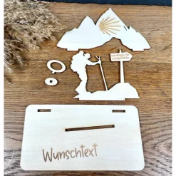 Geldscheinhalter Pilgern, Jakobsweg, Berge, Wandern, Geldgeschenk, Geburtstag, Geschenk, Wunschtext, Personalisierbar