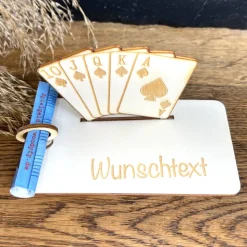 Geldscheinhalter Poker, Karten, Geldgeschenk, Geburtstag, Geschenk, Wunschtext, Personalisierbar