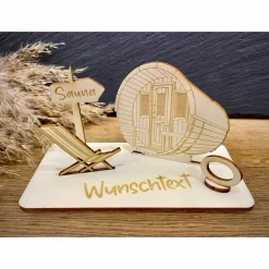 Geldscheinhalter Sauna, Wellness, Erholung, Entspannung, Geldgeschenk, Geburtstag, Geschenk, Wunschtext, Personalisierba