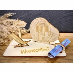 Geldscheinhalter Sauna, Wellness, Erholung, Entspannung, Geldgeschenk, Geburtstag, Geschenk, Wunschtext, Personalisierba