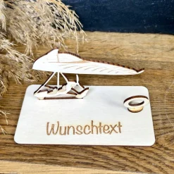 Geldscheinhalter Segelflieger, Flugzeug, Geldgeschenk, Geburtstag, Geschenk, Wunschtext, Personalisierbar
