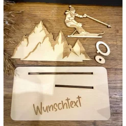 Geldscheinhalter Ski, Skifahrerin, Skiurlaub, Berge, Winterurlaub, Urlaub, Geldgeschenk, Geburtstag, Geschenk, Wunschtex