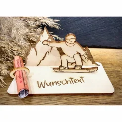 Geldscheinhalter Snowboard, Snowboader, Skiurlaub, Berge, Winterurlaub, Geldgeschenk, Geburtstag, Geschenk, Wunschtext,