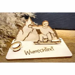 Geldscheinhalter Snowboard, Snowboader, Skiurlaub, Berge, Winterurlaub, Geldgeschenk, Geburtstag, Geschenk, Wunschtext,