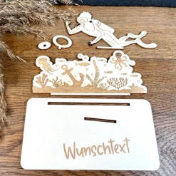 Geldscheinhalter Taucher, Tauchen, Wasser, Geldgeschenk, Geburtstag, Geschenk, Wunschtext, Personalisierbar