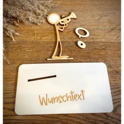 Geldscheinhalter Trompete, Instrument, Musik, Strichmännchen, Stick Figure, Geldgeschenk, Geburtstag, Geschenk, Wunschte