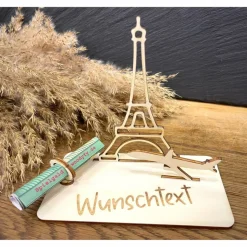 Geldscheinhalter Urlaub, Paris, Eiffelturm, Frankreich, Weltreise, Fliegen, Geldgeschenk, Geburtstag, Geschenk, Wunschte