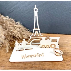 Geldscheinhalter Urlaub, Paris, Eiffelturm, Frankreich, Zug, Bahn, Geldgeschenk, Geburtstag, Geschenk, Wunschtext, Perso