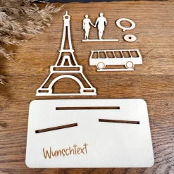 Geldscheinhalter Urlaub, Paris, Eiffelturm, Frankreich, Weltreise, Bus, Geldgeschenk, Geburtstag, Geschenk, Wunschtext,