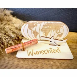 Geldscheinhalter Urlaub, Weltreise, Geldgeschenk, Geburtstag, Geschenk, Wunschtext, Personalisierbar