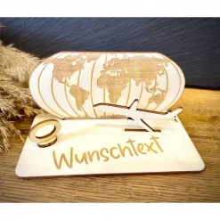 Geldscheinhalter Urlaub, Weltreise, Geldgeschenk, Geburtstag, Geschenk, Wunschtext, Personalisierbar