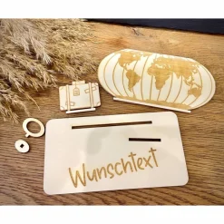 Geldscheinhalter Urlaub, Weltreise, Koffer, Geldgeschenk, Geburtstag, Geschenk, Wunschtext, Personalisierbar