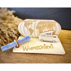 Geldscheinhalter Urlaub, Weltreise, Reise, Geldgeschenk, Geburtstag, Geschenk, Wunschtext, Personalisierbar