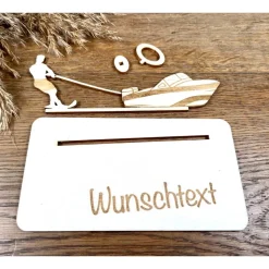 Geldscheinhalter Wasserski, Ski, Wasser, Geldgeschenk, Geburtstag, Geschenk, Wunschtext, Personalisierbar