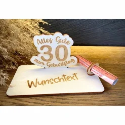 Geldscheinhalter Zahl zum Geburtstag, Universell, Geldgeschenk, Geburtstag, Jubiläum, Runder, Geschenk, Wunschtext, Pers