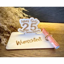 Geldscheinhalter Zahl zum Geburtstag, Universell, Geldgeschenk, Geburtstag, Jubiläum, Runder, Geschenk, Wunschtext, Pers