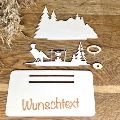 Geldscheinhalter Zelten, Camping, Urlaub, Geburtstag, Geschenk, Wunschtext, Personalisierbar
