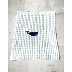 Genähter Baby-Waschlappen mit Stickerei & Glückwunschkarte – kleines Geschenk zur Geburt