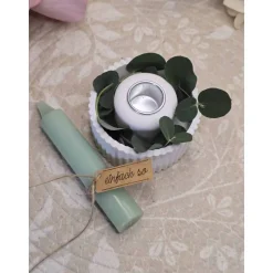 Geriffelte Raysin Schale mit Kerze, Eukalyptus & Anhänger – Handgemachtes Geschenk 