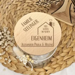 Geschenk Einzug neues Zuhause personalisiert mit Namen Naschglas Aufbewahrungsglas Süßigkeiten