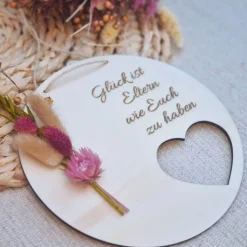 Geschenk für Eltern | personalisiertes Türschild | Türkranz Trockenblumen | Kleines Dankeschön Geschenk | Dankeschön